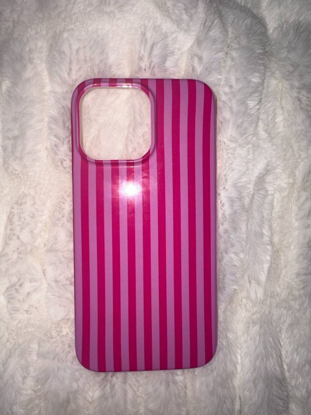 Hot pink and light pink striped phone case iPhone 15 pro max